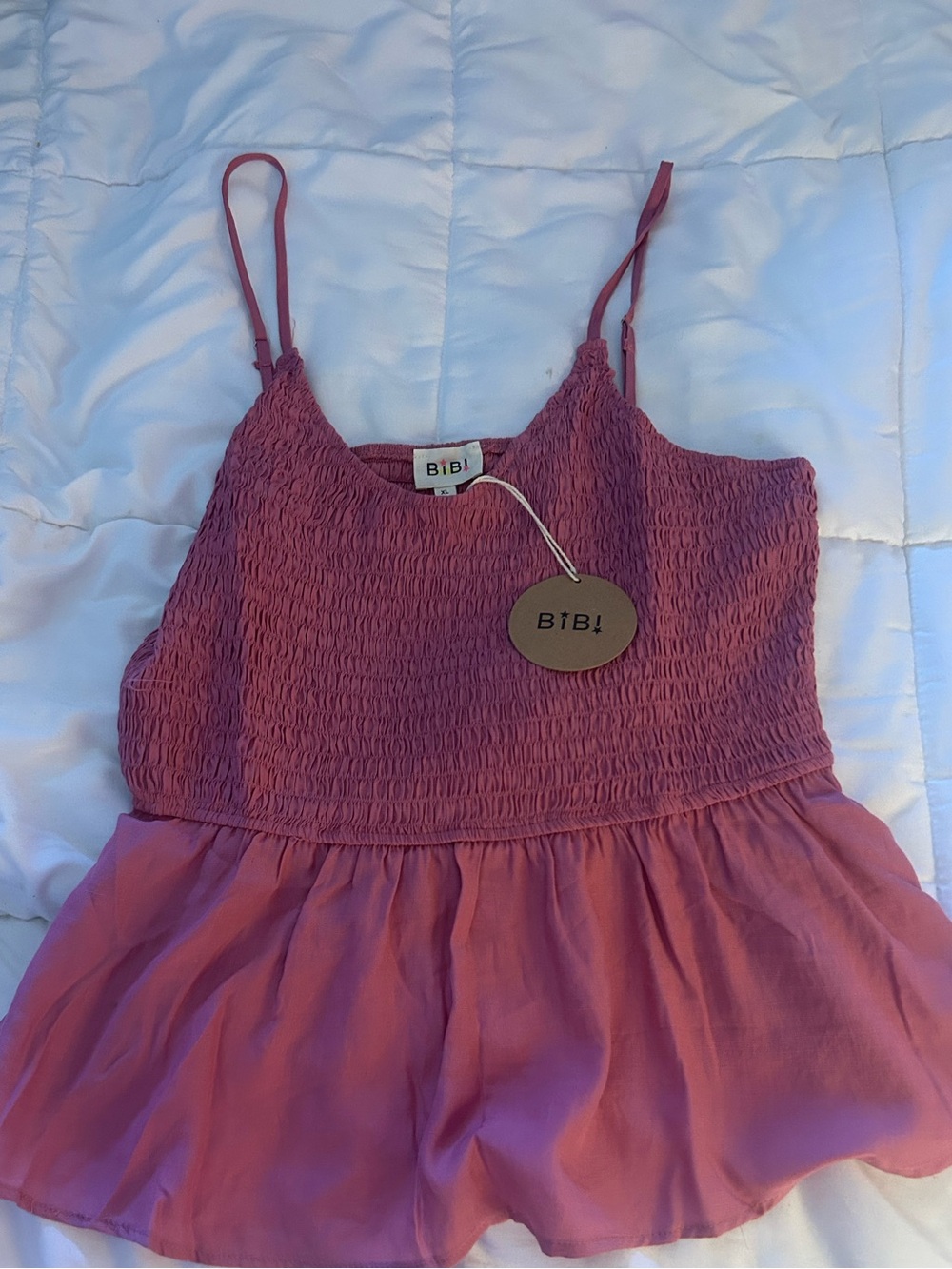 BiBi Mauve Pink Smocked Peplum Camisole